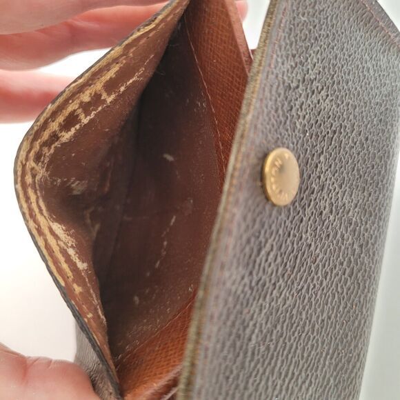 Louis Vuitton LV Micro Brown Folding Monogram Leather Card Wallet Smal Authentic - Picture 7 of 12